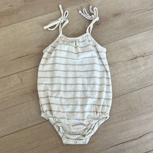 12-18 months Rylee + Cru bubble romper. Cream with tan stripes.
